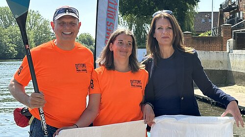 Monica with volunteers cleaning up local rivers